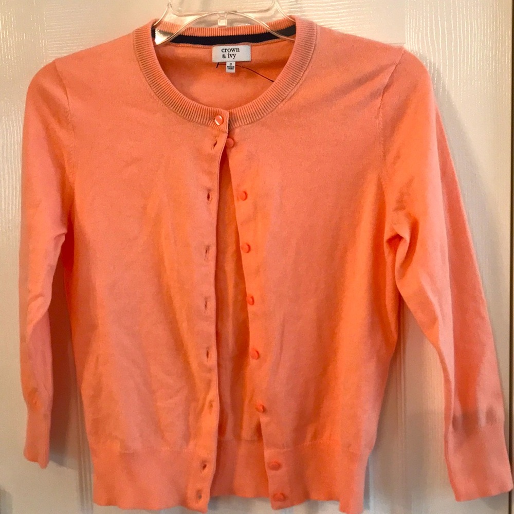 CROWN & IVY Women Cotton Cardigan Sweater Size S